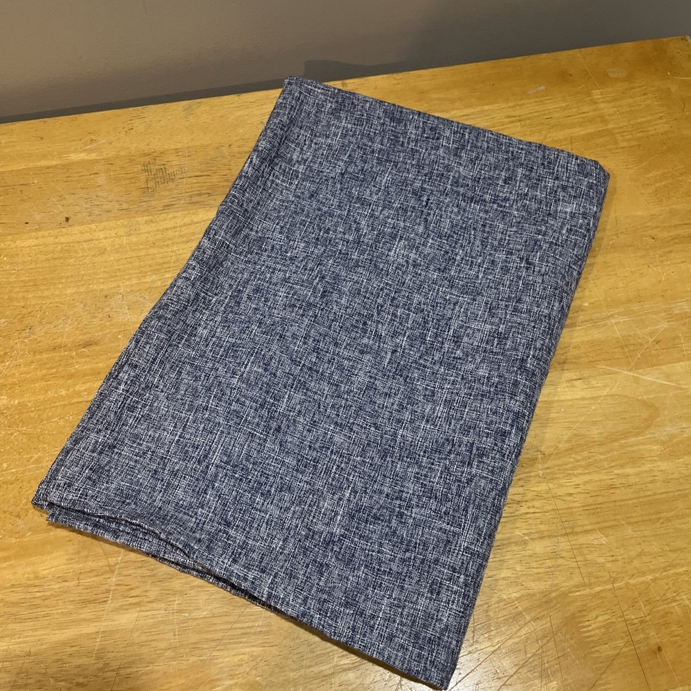 Laura Ashley Denim Blue Textured Fabric Tablecloth 66x82" Coastal Cottagecore